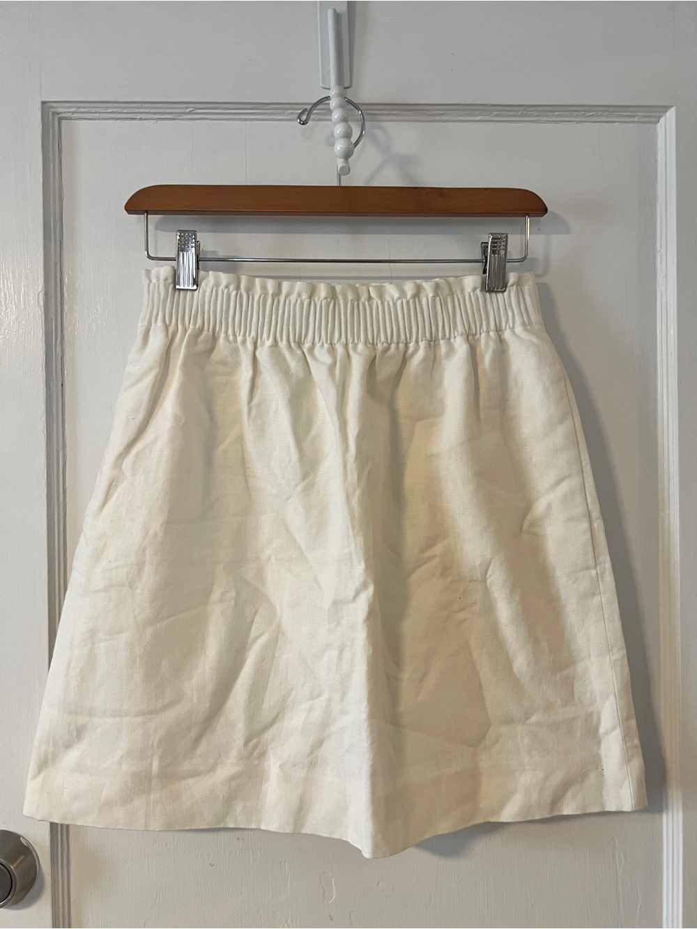 NWOT J.Crew White Linen Cotton Blend Sidewalk Mini Skirt Pockets Costal Classic